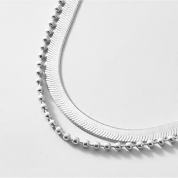 ⚜️[𝟯/$𝟭𝟴]⚜️2 Layered Silver Snake Choker NEW - Picture 4 of 10